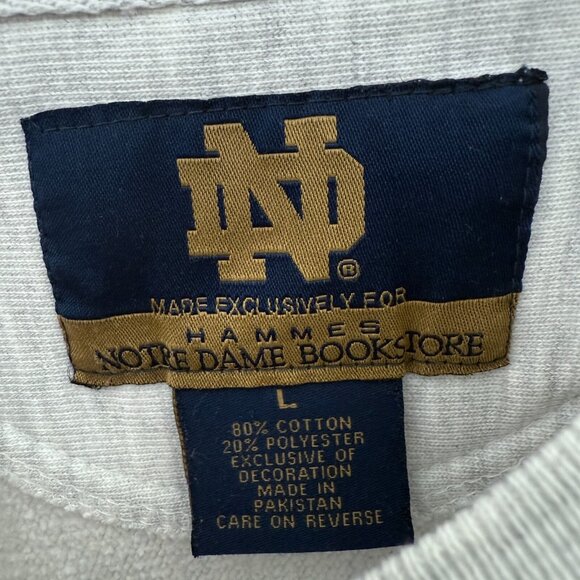 Vintage Universirty Of Notre Dame Sweatshirt Mens L Gray Pullover Fleece - Picture 3 of 9